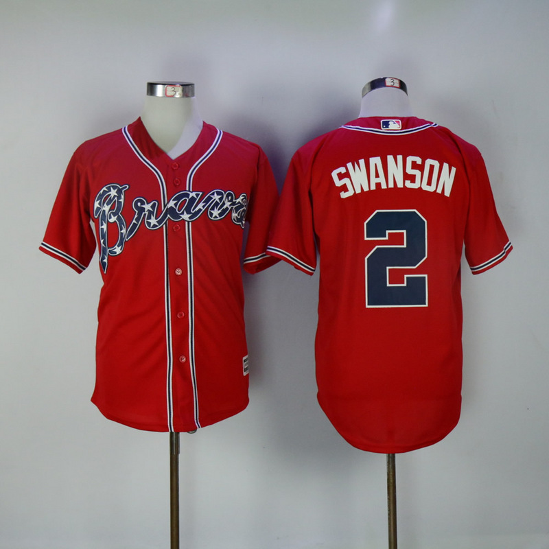 2017 MLB FLEXBASE Atlanta Braves  #2 Swanson red jerseys->atlanta braves->MLB Jersey